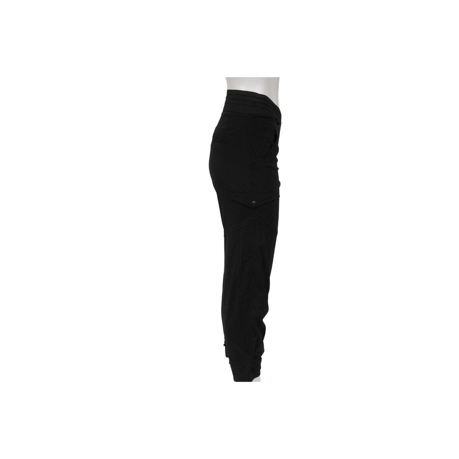 RTA Womens Cargo Pants 24 Black Nylon Side Zip Button Snap 3/4 Copped Trousers RTA 