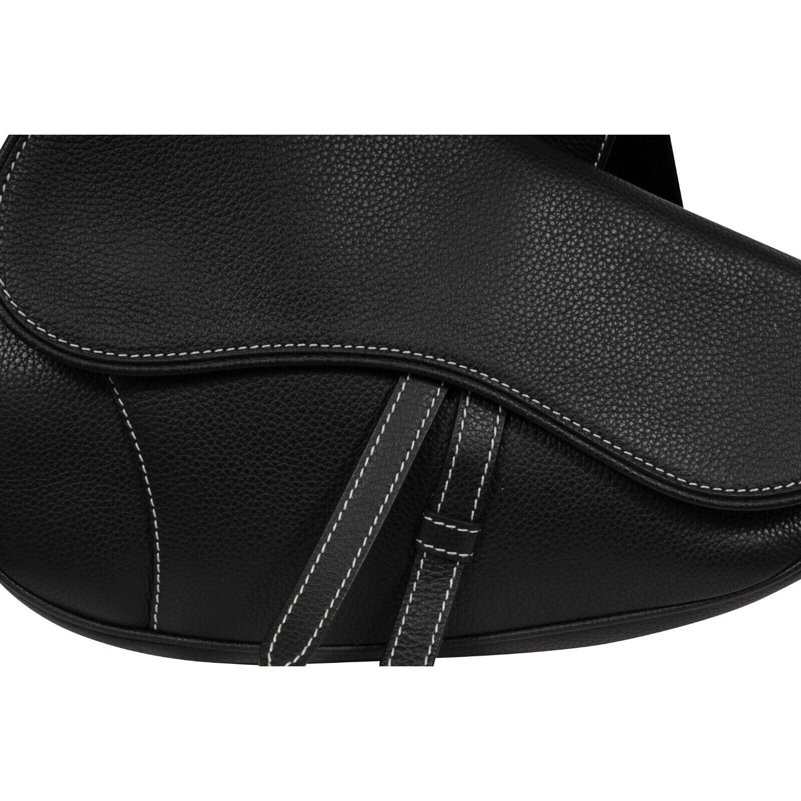 Saddle Bag Crossbody Black Grain Leather Travel Shoulder Messenger