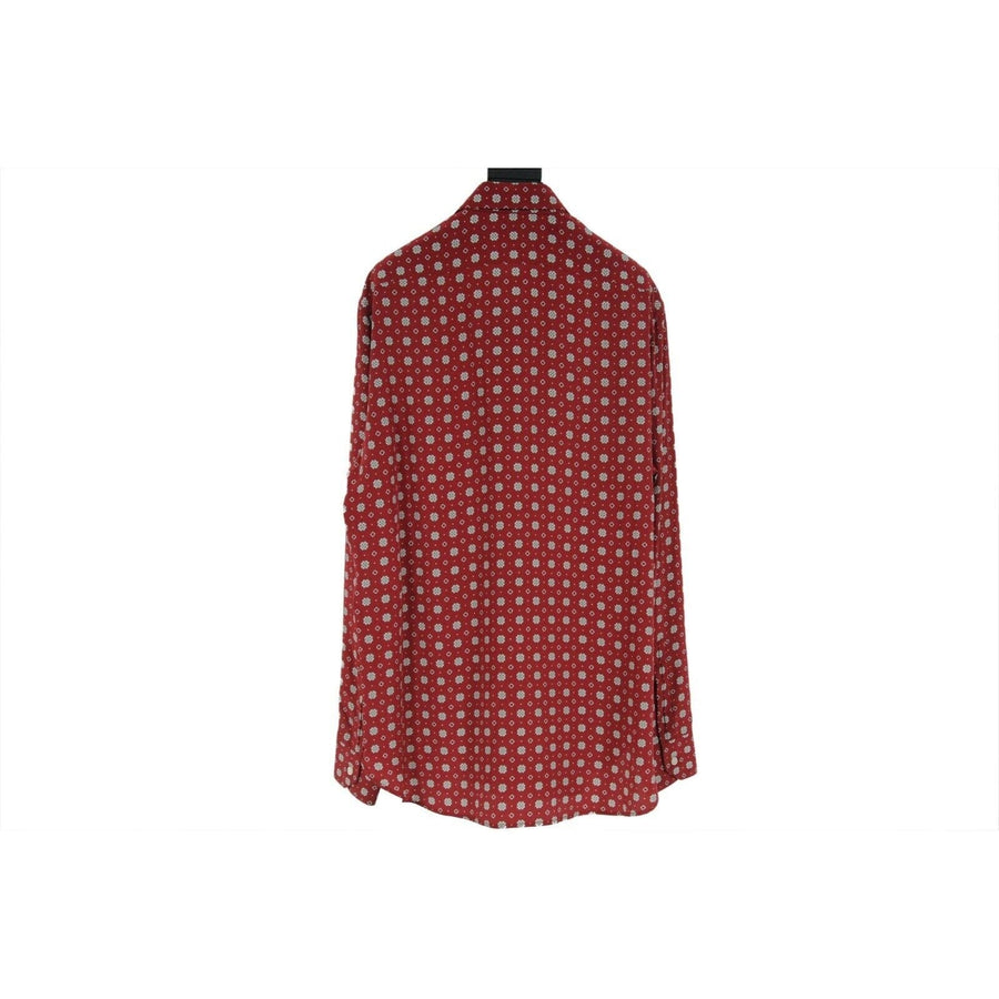 Saint Laurent Diamond Checkered Button Down Shirt 40/15.5 Large Red Black Silk Saint Laurent 