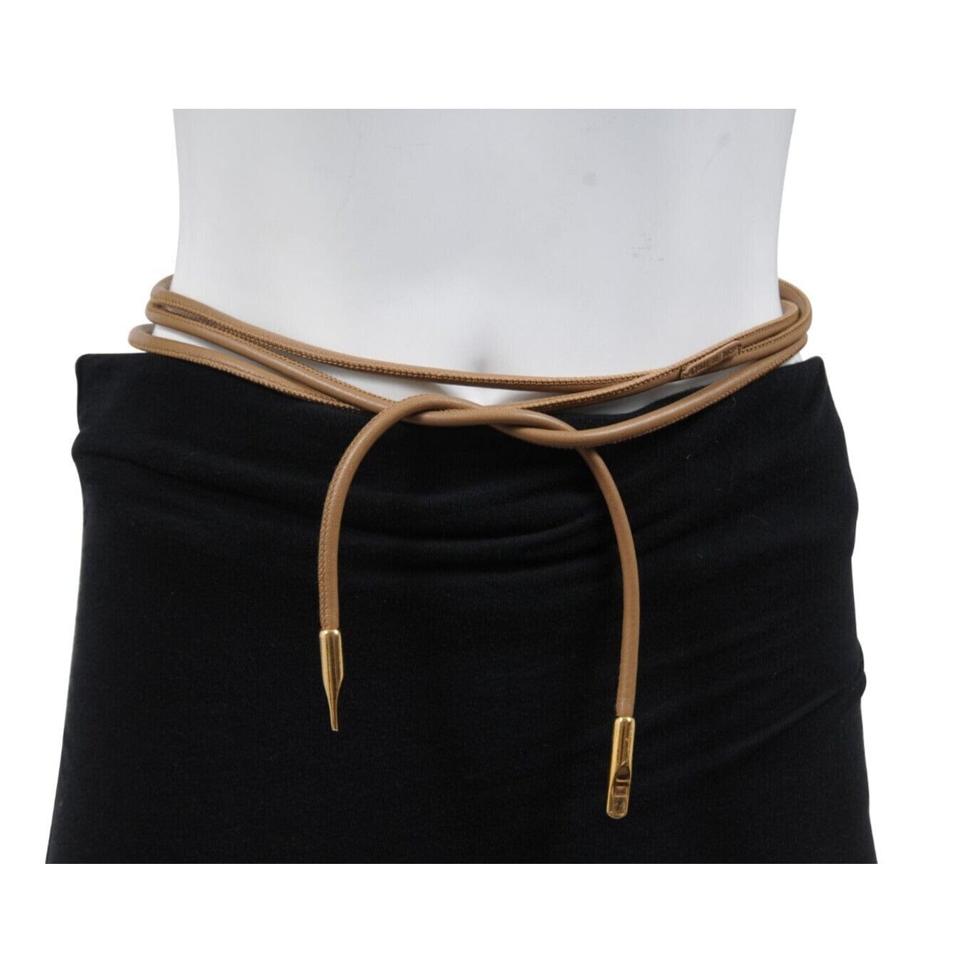 Salvatore Ferragamo Brown Leather Rope String Waist Belt Gold