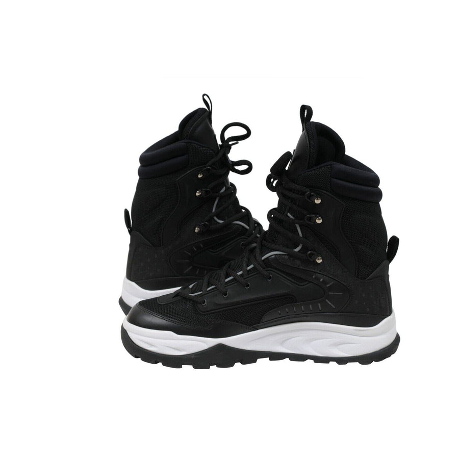 Snow Boots Black White Nylon Oblique Logo Ski Ankle Lace Up Rubber Logo DIOR 