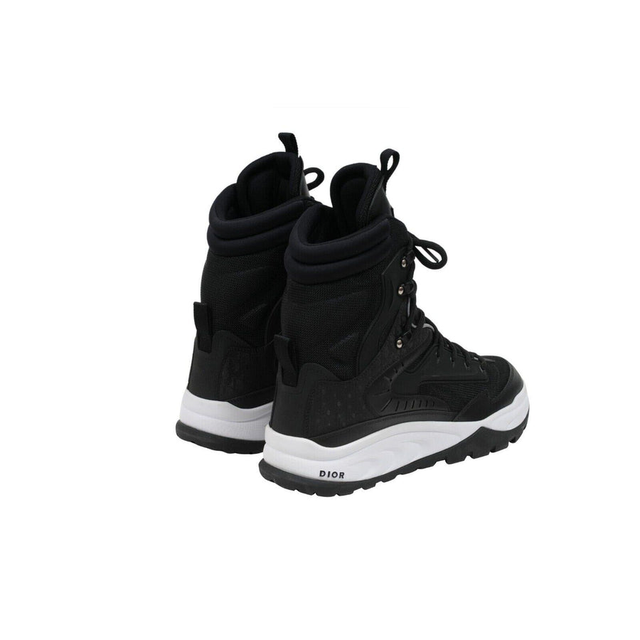 Snow Boots Black White Nylon Oblique Logo Ski Ankle Lace Up Rubber Logo DIOR 