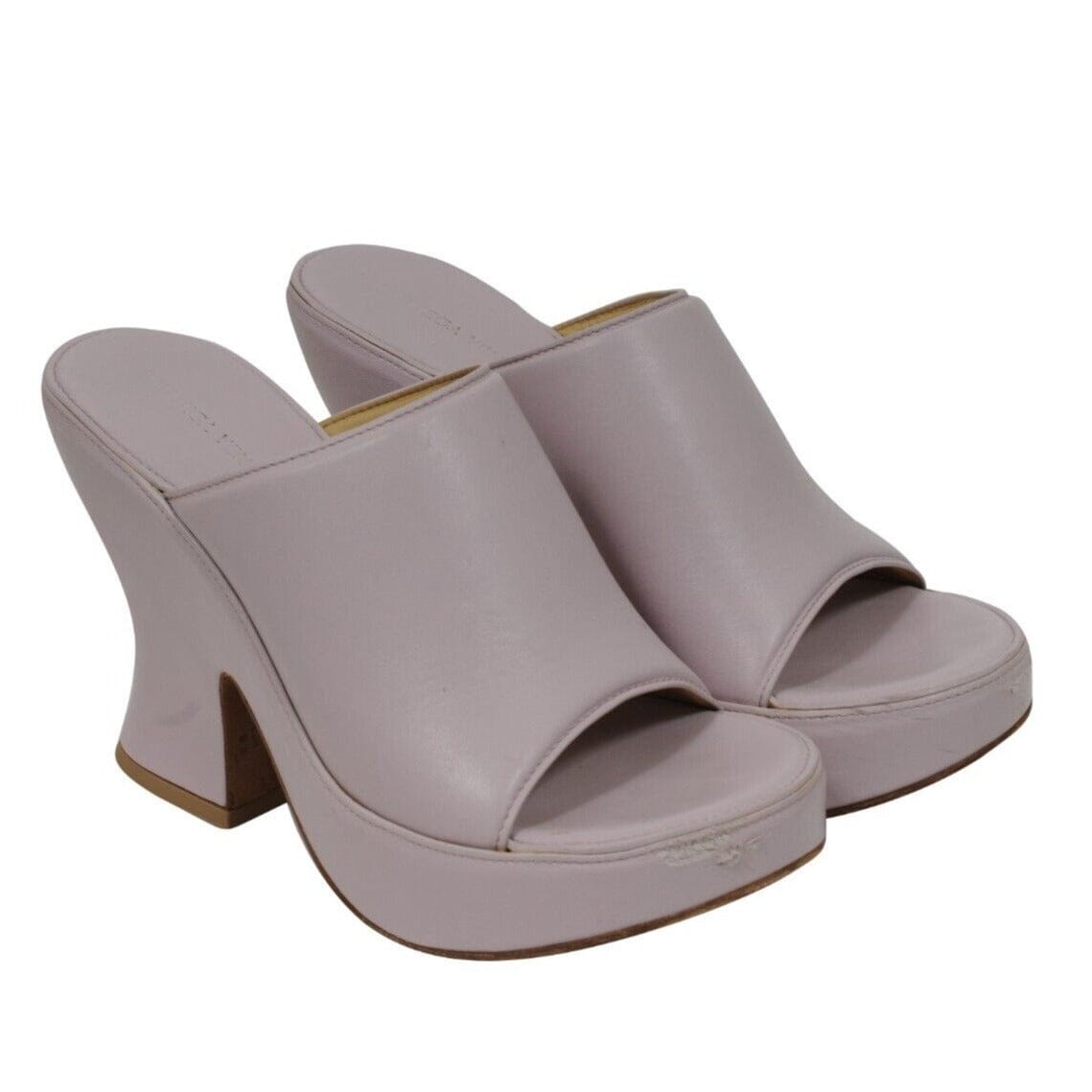 Bottega Veneta Womens Stack Wedge Mules US 9 39 Purple Nappa 