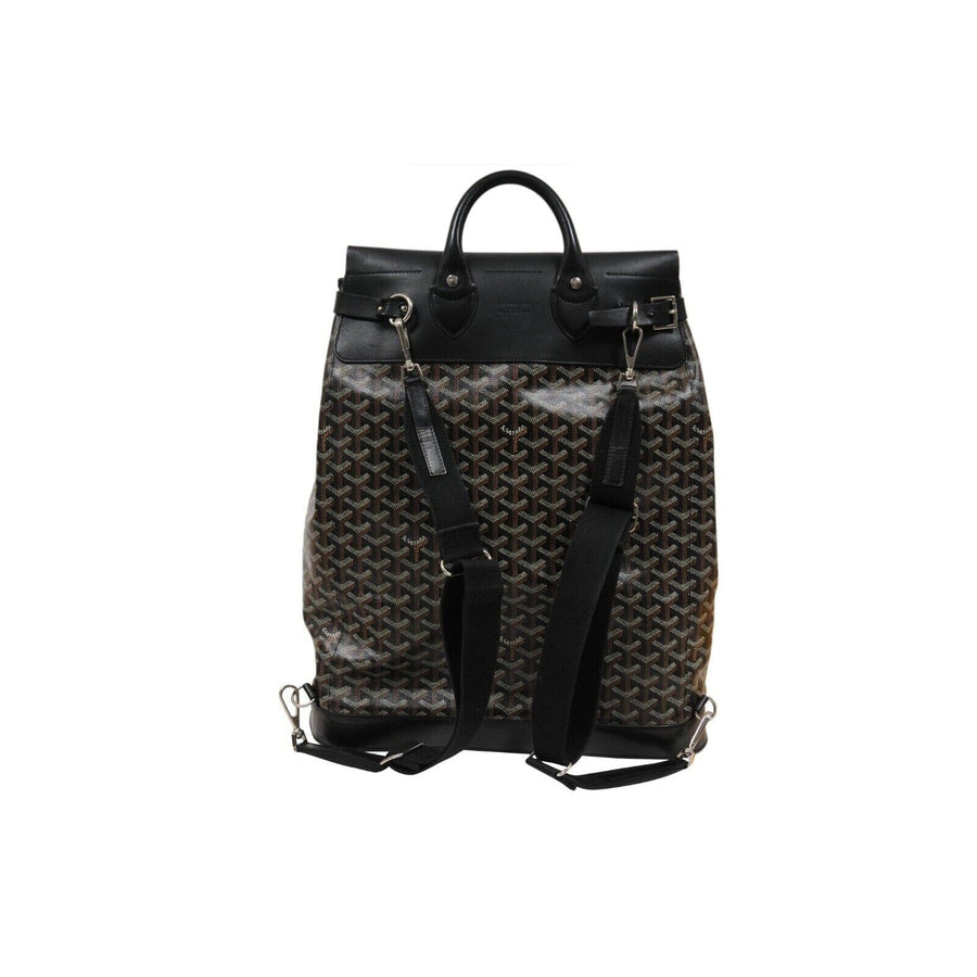 Steamer PM Backpack Black Leather Travel Carry On Weekend Shoulder Strap Goyard 