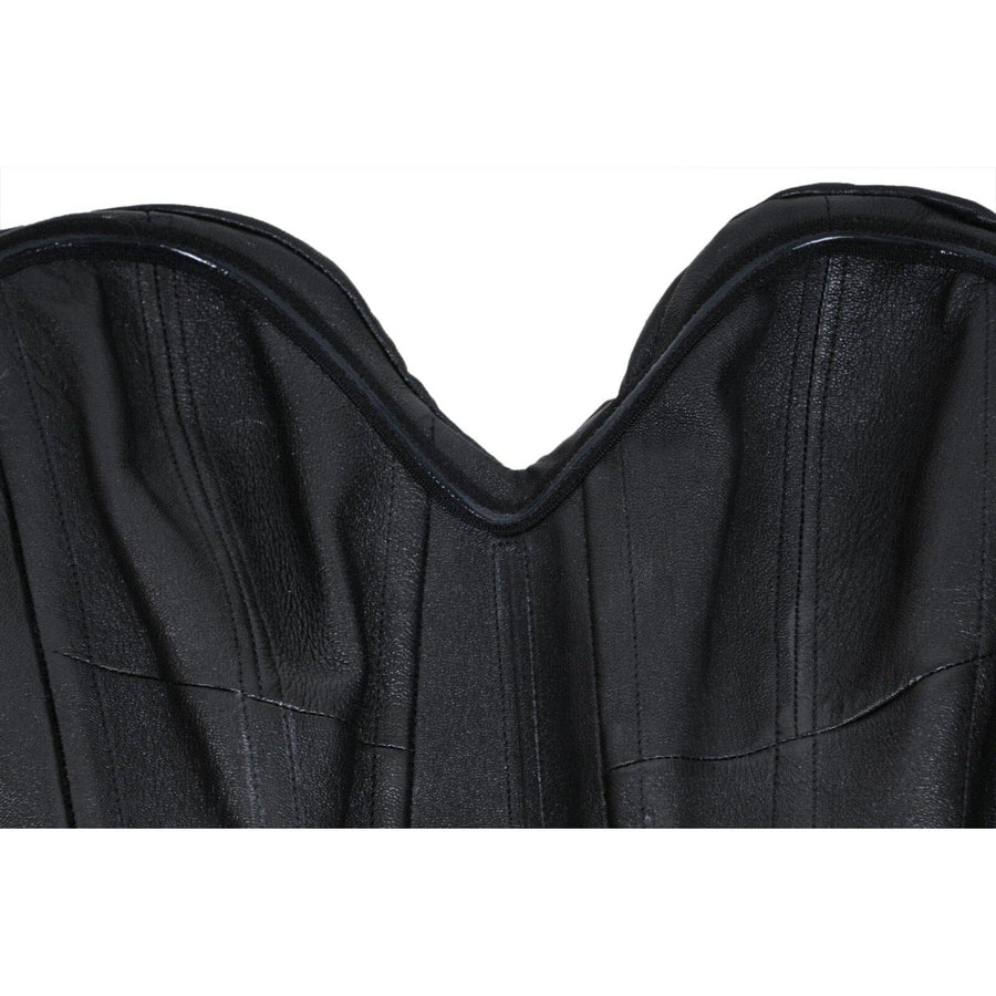 Saint Laurent Womens Strapless Mini Dress Size 38 Black Leather Side Bow Ruffled THE-ECHELON Saint Laurent Womens Strapless Mini Dress Size 38 Black Leather Side Bow Ruffled THE-ECHELON