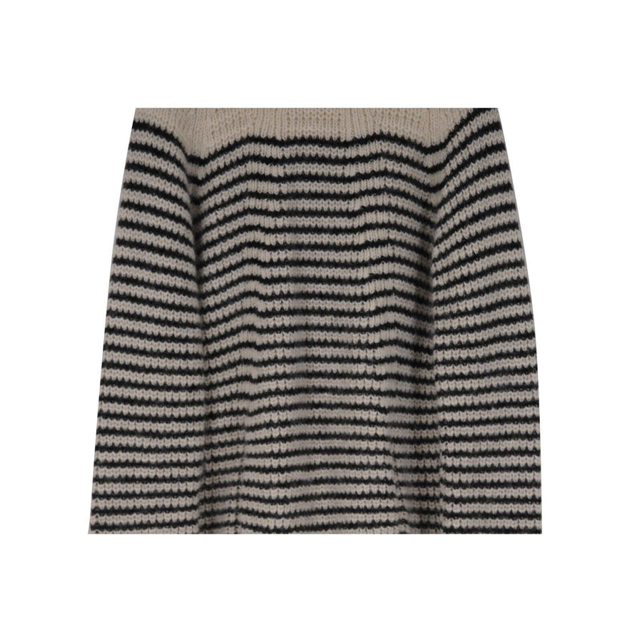 Striped Hoodie Knit Tan Black Wool Mohair Alpaca Pullover SAINT LAURENT 