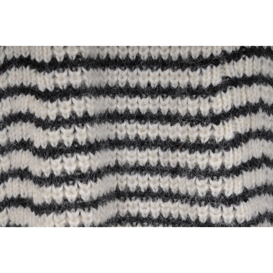 Striped Hoodie Knit Tan Black Wool Mohair Alpaca Pullover SAINT LAURENT 