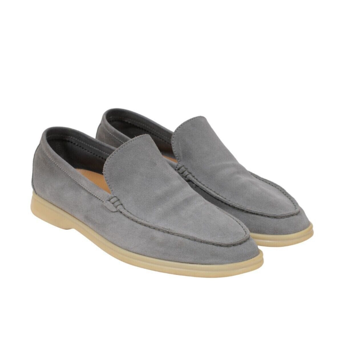 Loro Piana Mens Summer Walk US 7 EU 40 Grey Suede Low Top Slip On