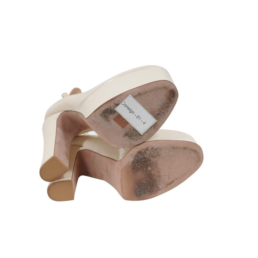 Tan-Go Platform Pumps Patent Leather Ivory Nude 155MM Heels Valentino 