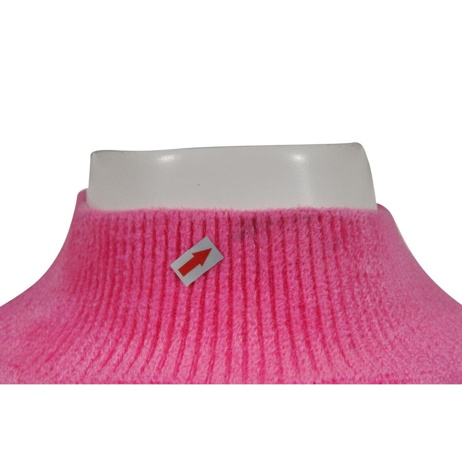 Turtleneck Sweater Small Pink Stretch Velvet Knit Short Sleeve BALENCIAGA 