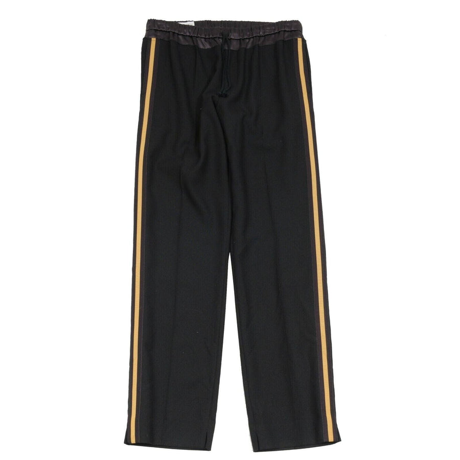 Dries Van Noten Tuxedo Stripe Split Hem Track Pants Black Gold Wool Size 50 Medium THE-ECHELON Dries Van Noten Tuxedo Stripe Split Hem Track Pants Black Gold Wool Size 50 Medium THE-ECHELON