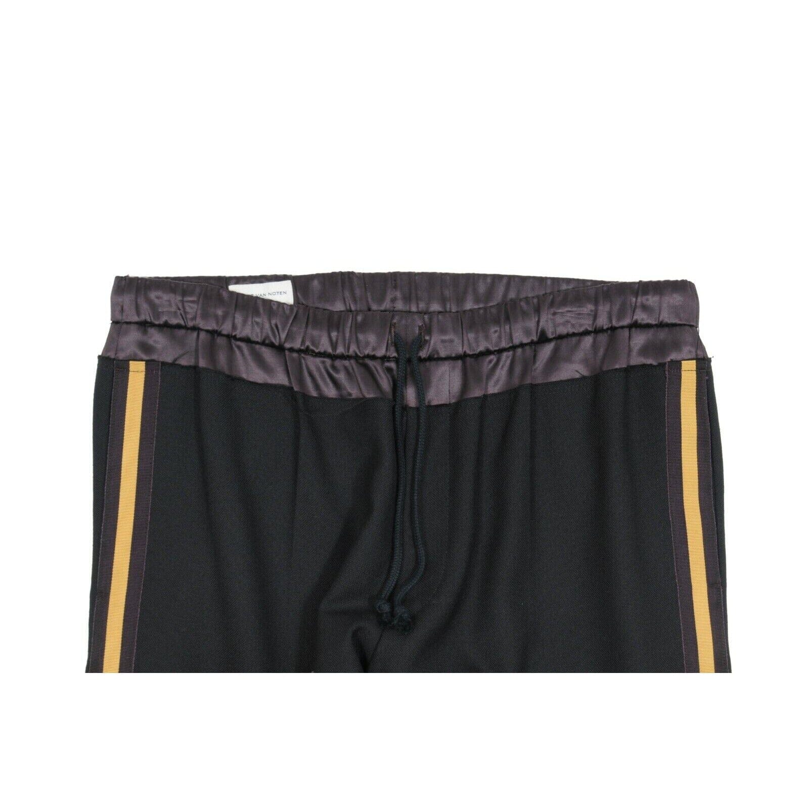 Dries Van Noten Tuxedo Stripe Split Hem Track Pants Black Gold