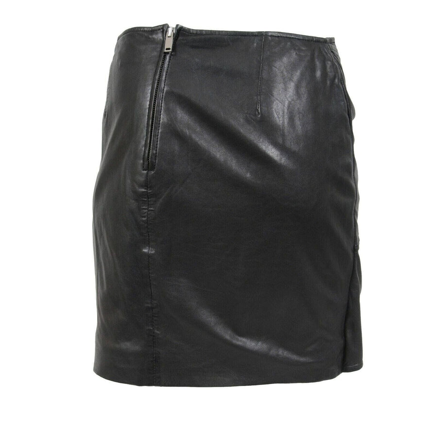 Twist Bow Tie Knot Skirt Black Lambskin Leather Isabel Marant 