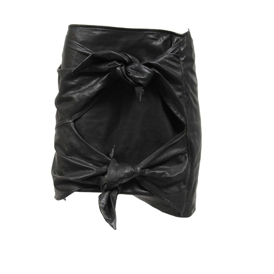 Twist Bow Tie Knot Skirt Black Lambskin Leather Isabel Marant 