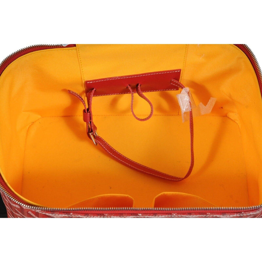 Vanity Train Case Red Canvas Crossbody Travel Bag Vintage Luggage Tote Goyard 