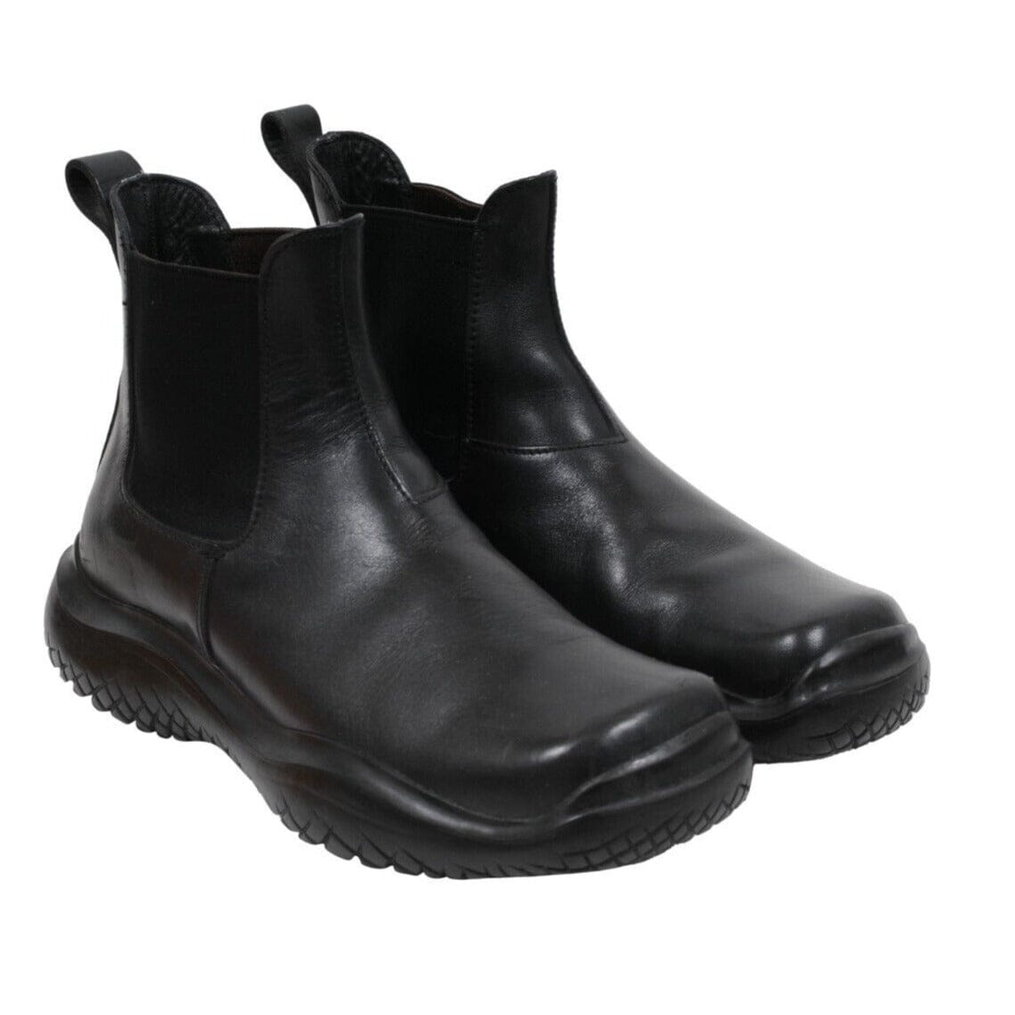 Prada Men Vintage Chelsea Boot US7.5 UK6.5 Black Leather Square