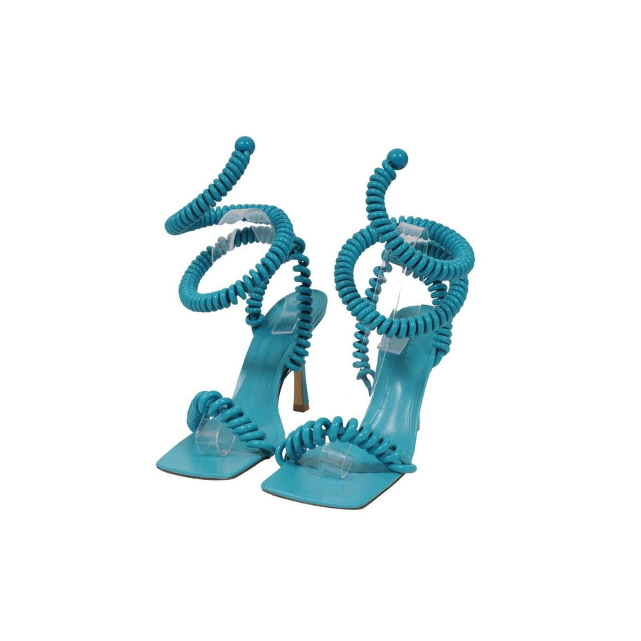Wire Cord Stretch Sandals Teal Blue 90 MM Heels Bottega Veneta 