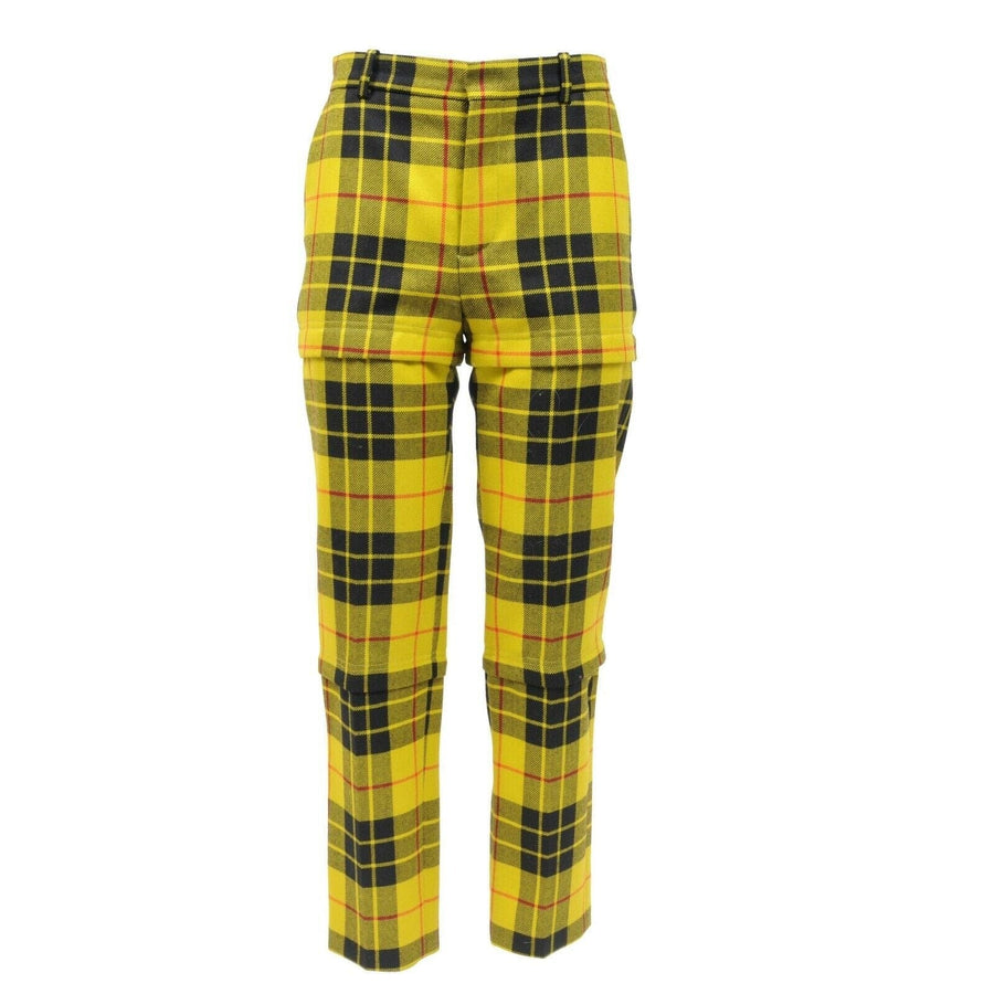 Yellow Black Tartan Wool Plaid Pants BALENCIAGA 