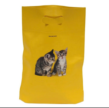 Yellow Leather Twin Kittens Supermarket Tote Bag BALENCIAGA 