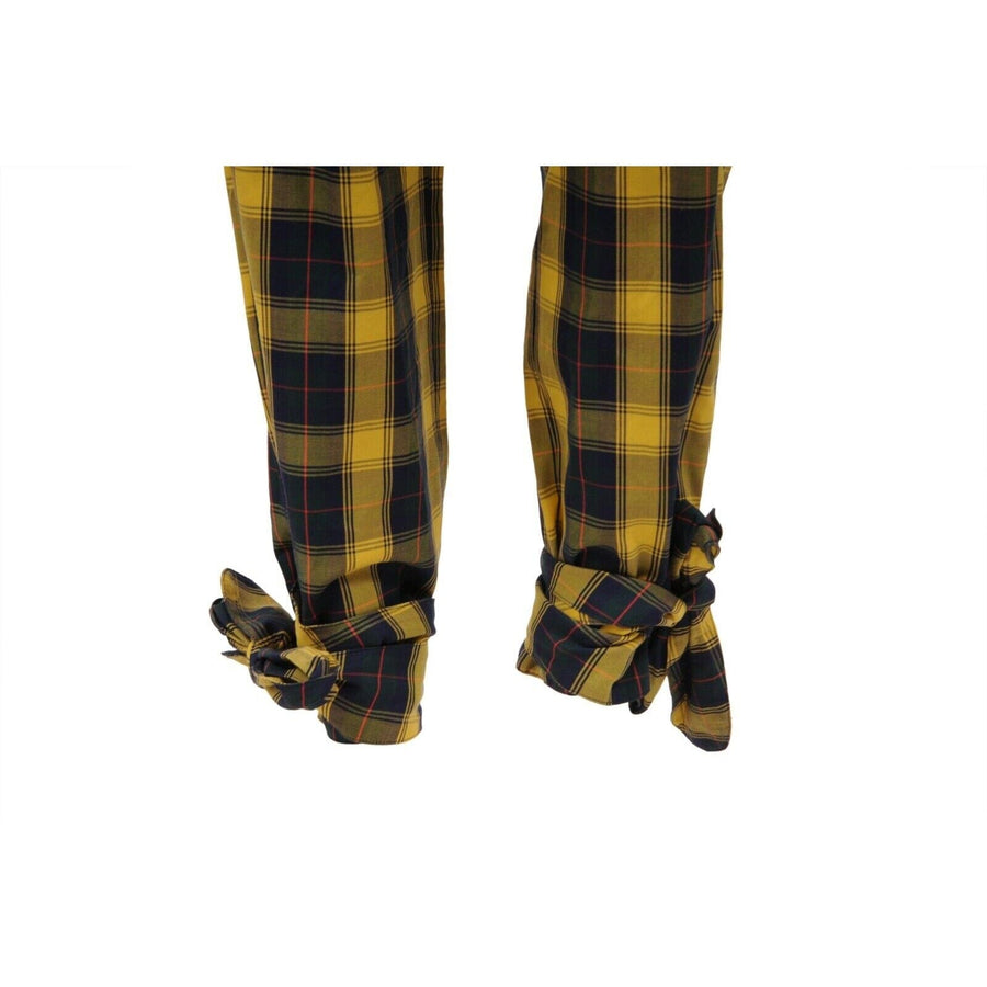Yellow Plaid Belt Tie Front High Waist Pants The Attico 