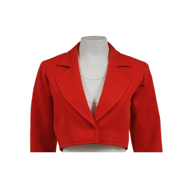 YSL Vintage Blazer Red Wool Size 38 Boxy Cropped Rive Gauche Yves Saint Laurent 
