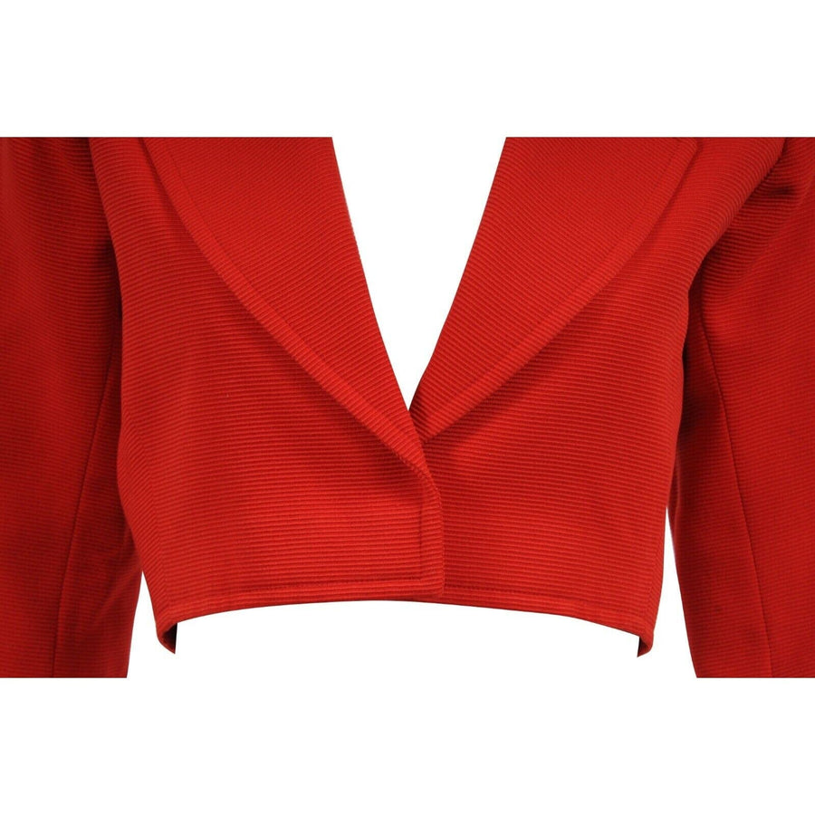 YSL Vintage Blazer Red Wool Size 38 Boxy Cropped Rive Gauche Yves Saint Laurent 
