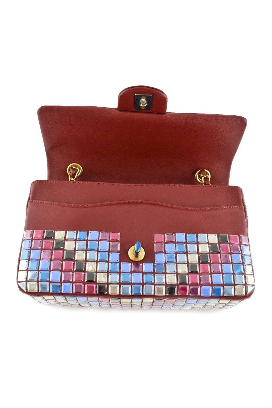 15K Red Mosaic Tile Runway CC Logo Gold Chain Medium Classic Flap Bag CHANEL 