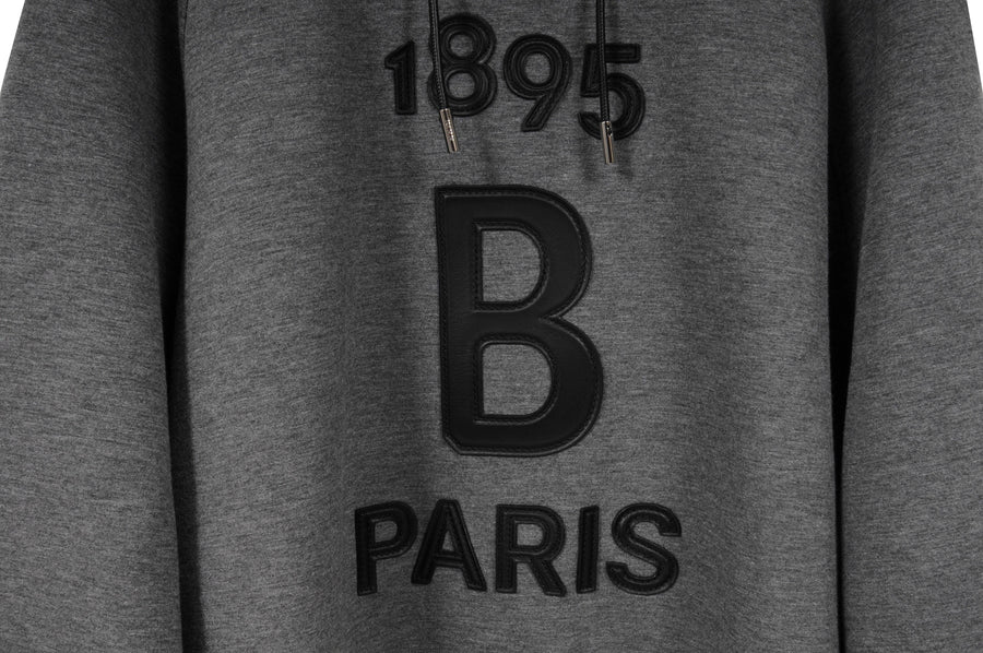 1895 B Paris Lev Gray Logo Hoodie Berluti 