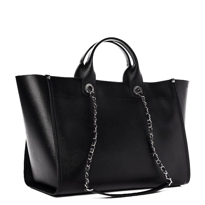 Chanel Chain Tote Handbag Black Caviar 4782521 88976