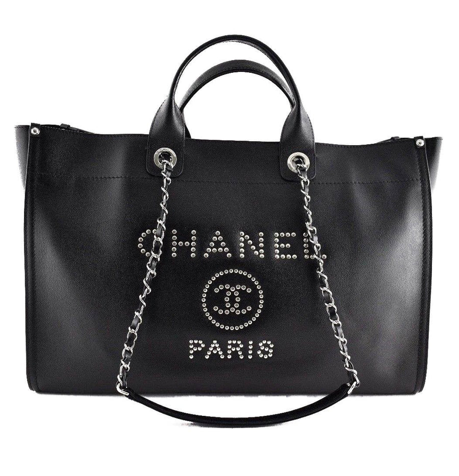 CHANEL, Bags, Chanel Caviar Leather Studded Deauville Tote