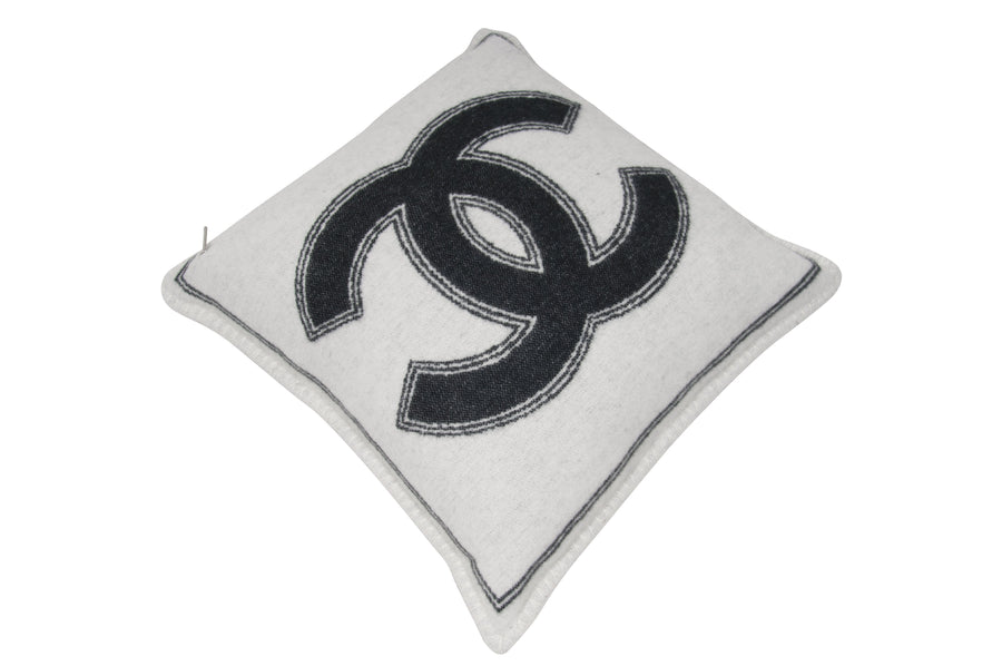 Chanel 21B Black White Wool Cashmere  CC Logo Pillow – THE-ECHELON