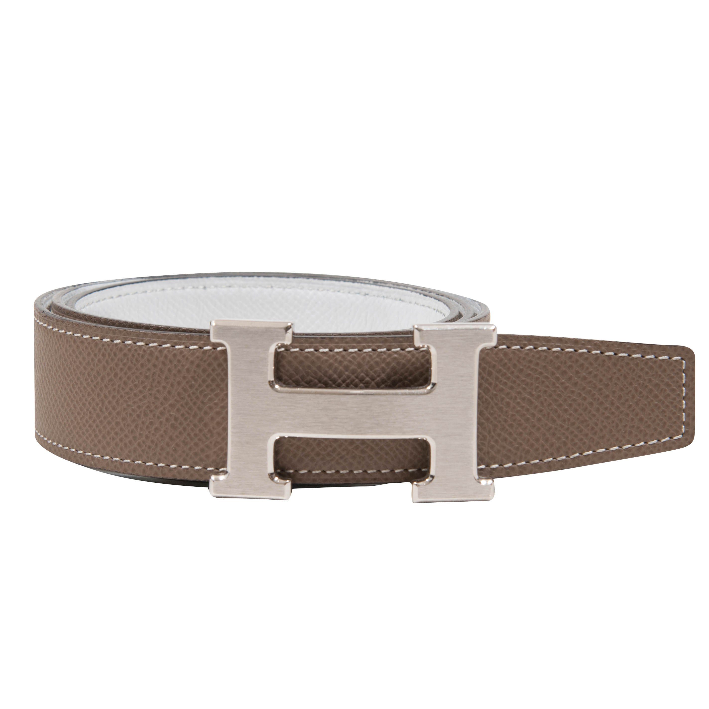 Hermes 32 MM Etoupe White Swift Silver Brushed H Constance Buckle