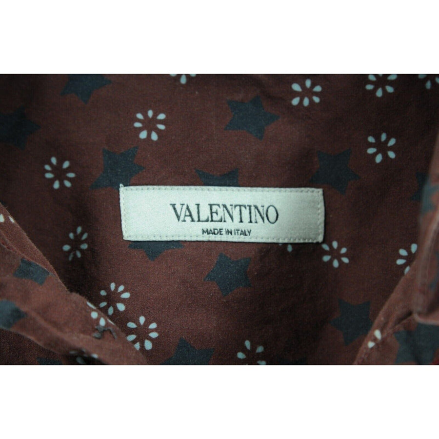 3/4 Burgundy Red Star Button Down Shirt VALENTINO 