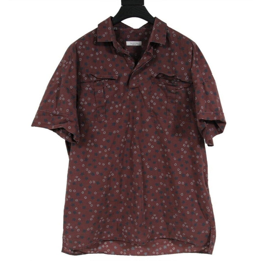 3/4 Burgundy Red Star Button Down Shirt VALENTINO 