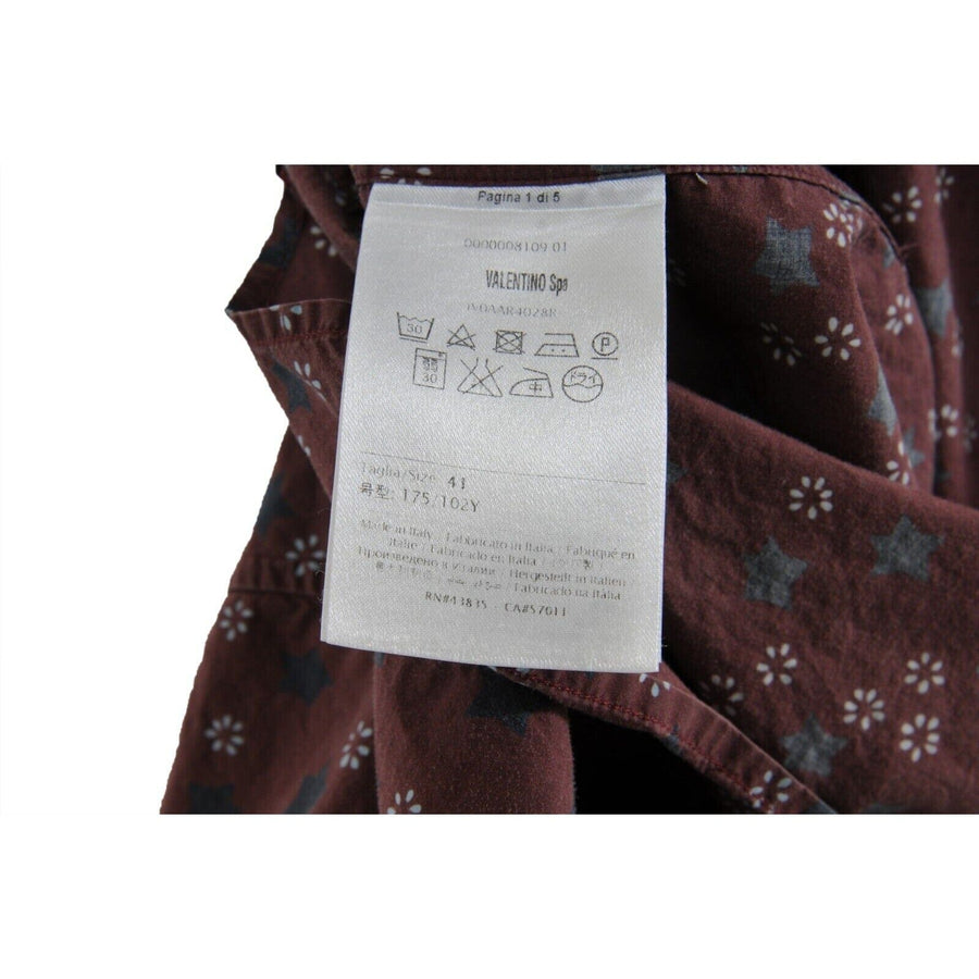 3/4 Burgundy Red Star Button Down Shirt VALENTINO 