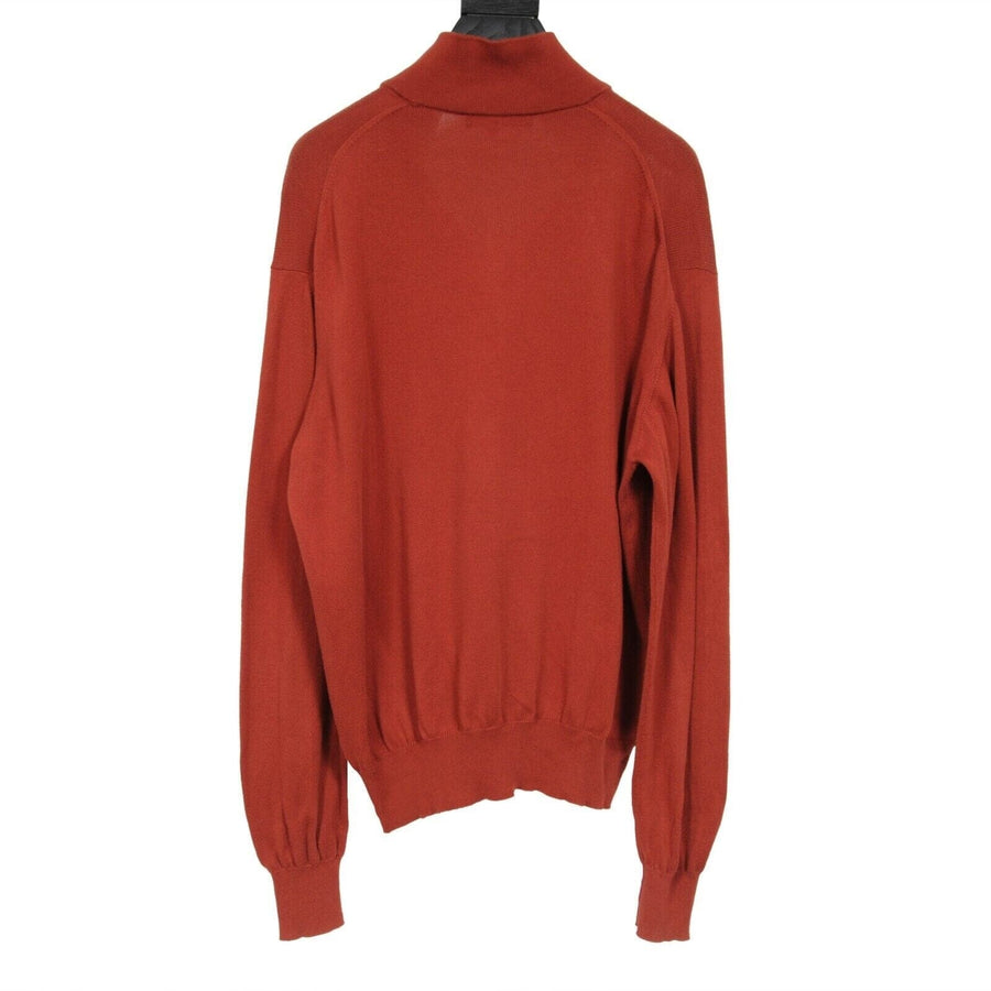 3/4 Zip Turtleneck Sweater Burnt Orange Cotton Pullover Loro Piana 