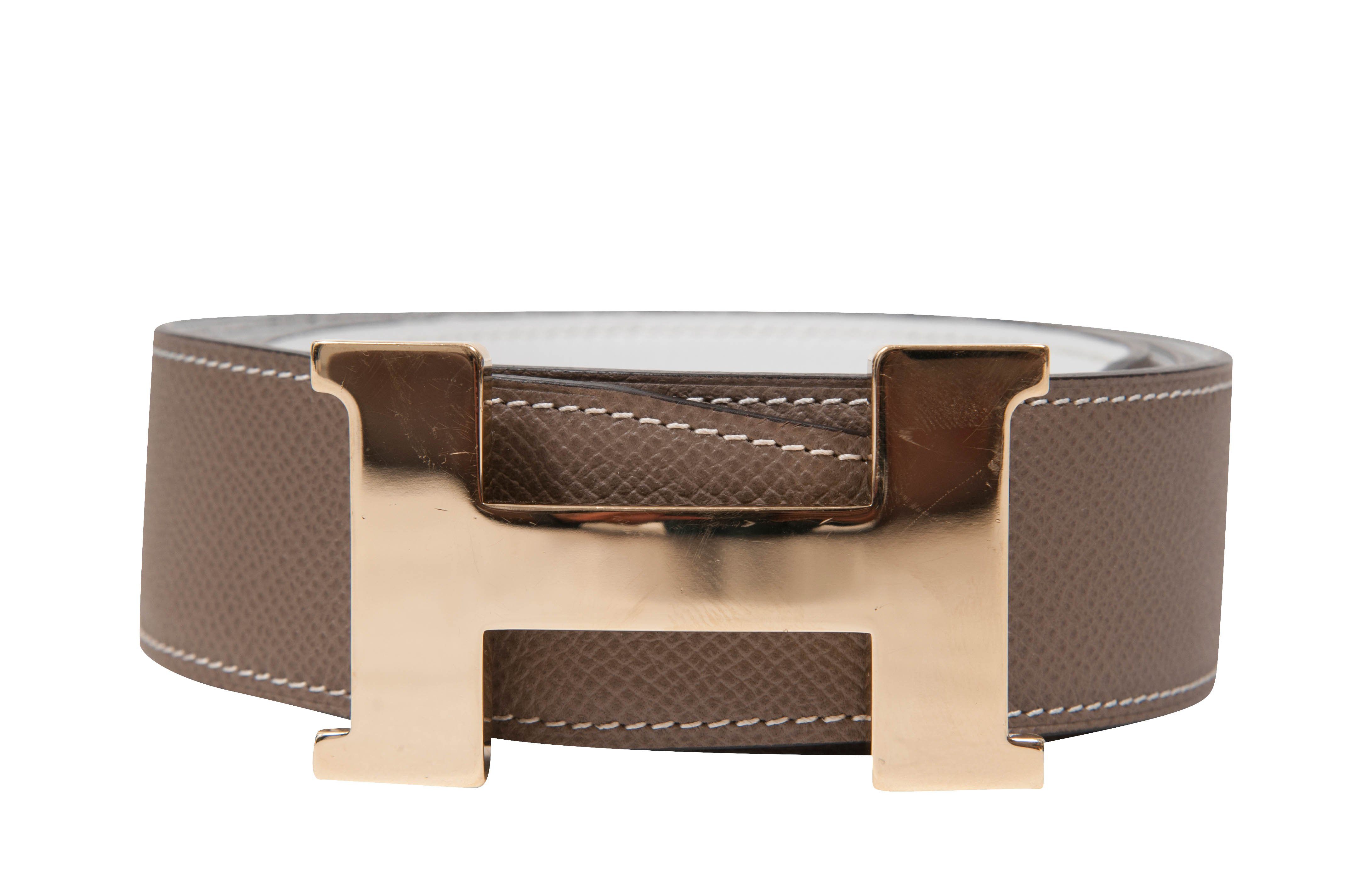 Hermes “H” belt buckle and belt kit HERMES Mini H Reversible 24mm Gold Black Leather Belt Kit 85  main image 2