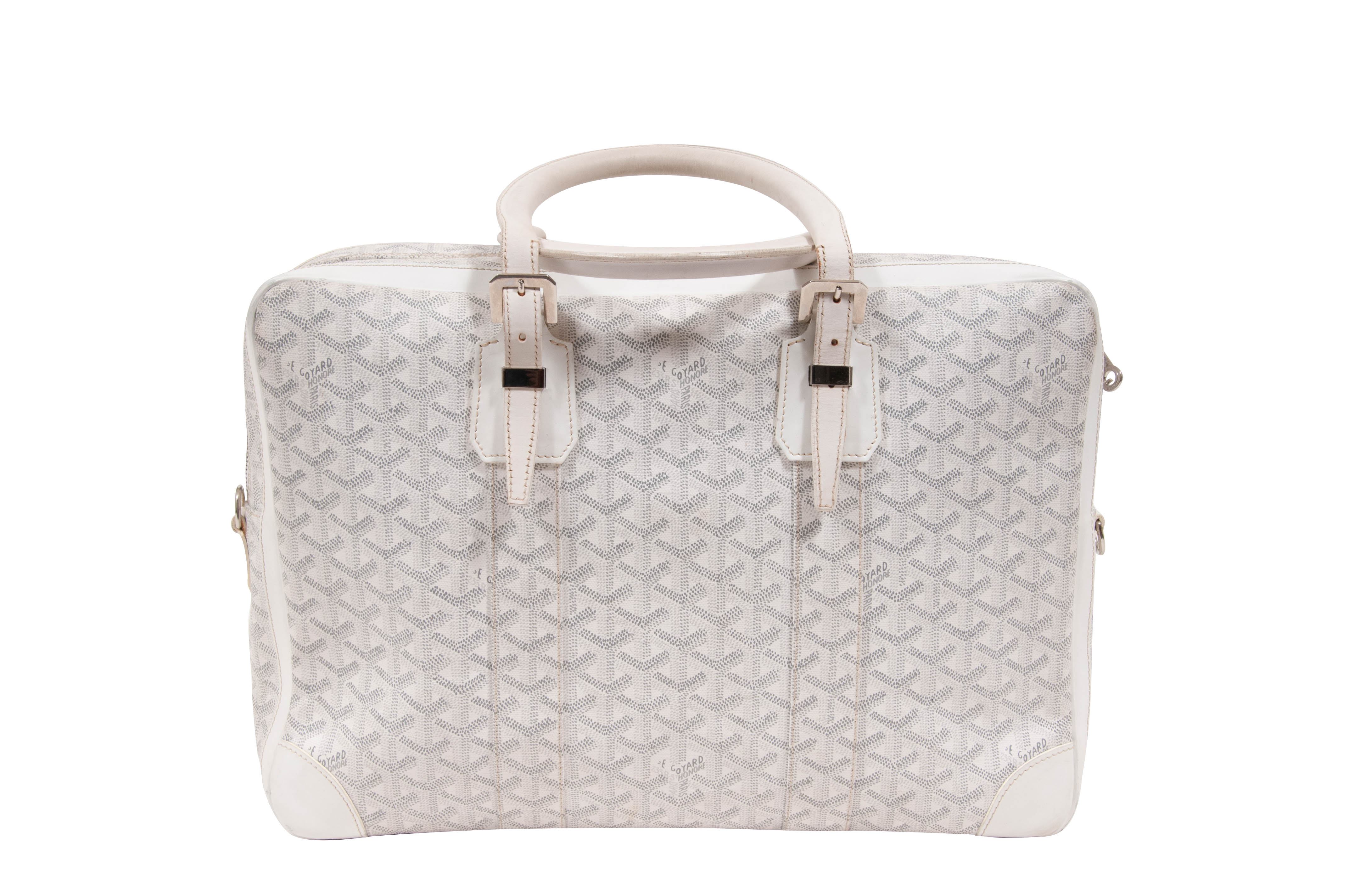 GOYARD Ambassade MM パーソナライズド ゴヤール アンバサード Goyard White Chevron Ambassade MM Briefcase Business Bag 12gy222s