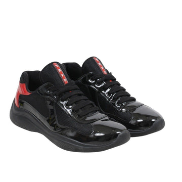 Americas Cup Black Red Patent Leather Low Top Sneakers Prada 