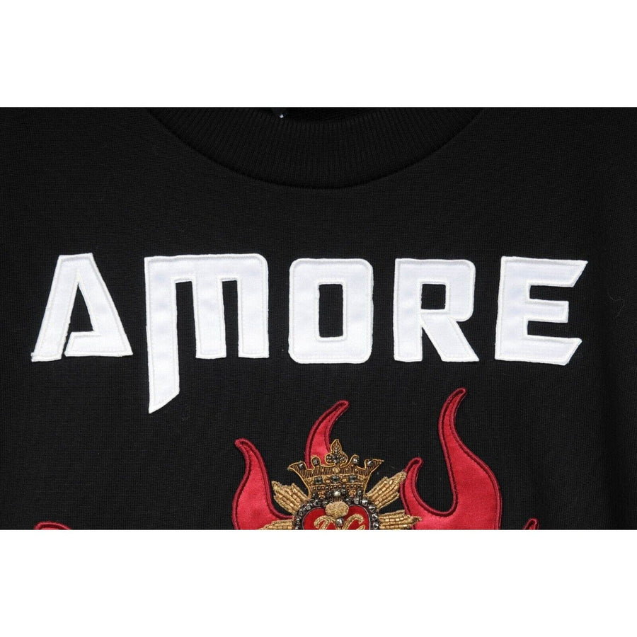 Amore K Sacro Pullover Black Red Embroidered Sweatshirt Dolce & Gabbana 