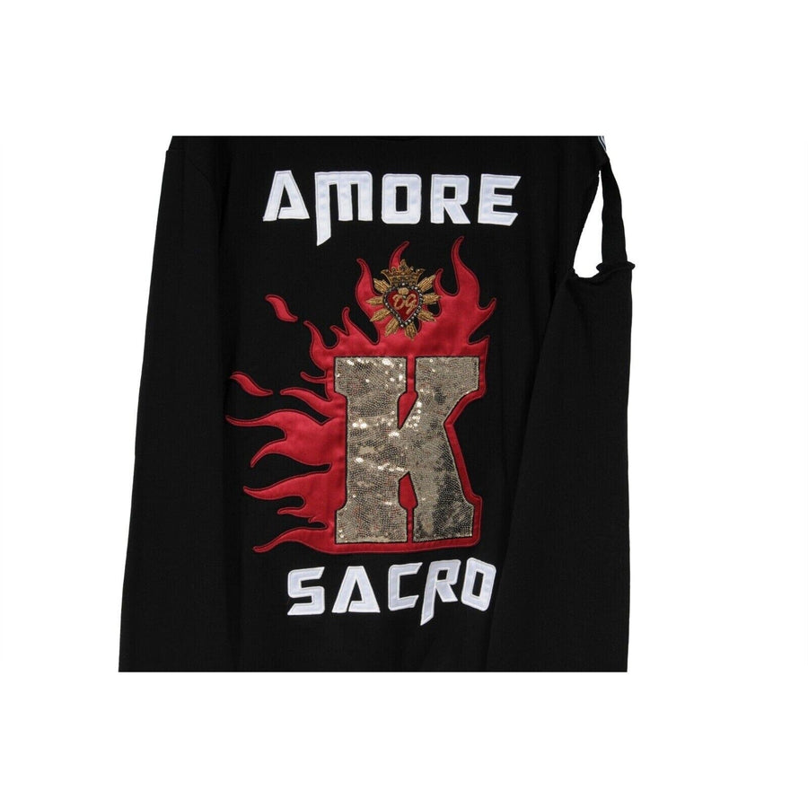 Amore K Sacro Pullover Black Red Embroidered Sweatshirt Dolce & Gabbana 