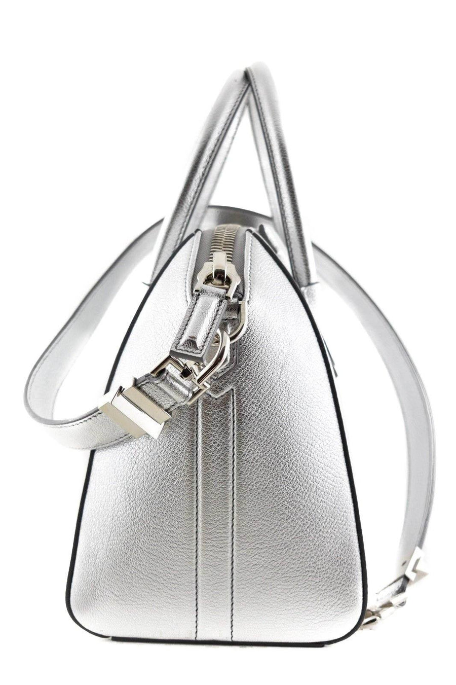 Antigona Small Metallic Silver Shoulder Top Handle Duffel Tote Bag GIVENCHY 