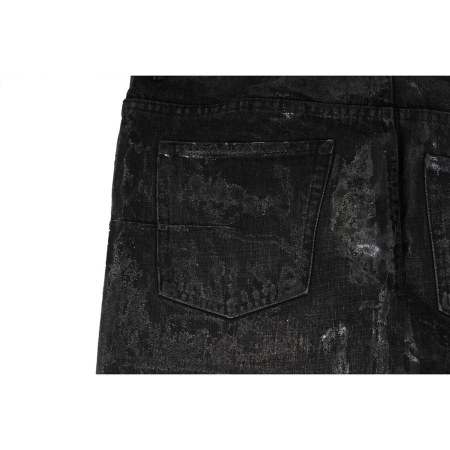 AW03 Clawmark Strip Luster Waxed Black Grey Jeans DIOR 