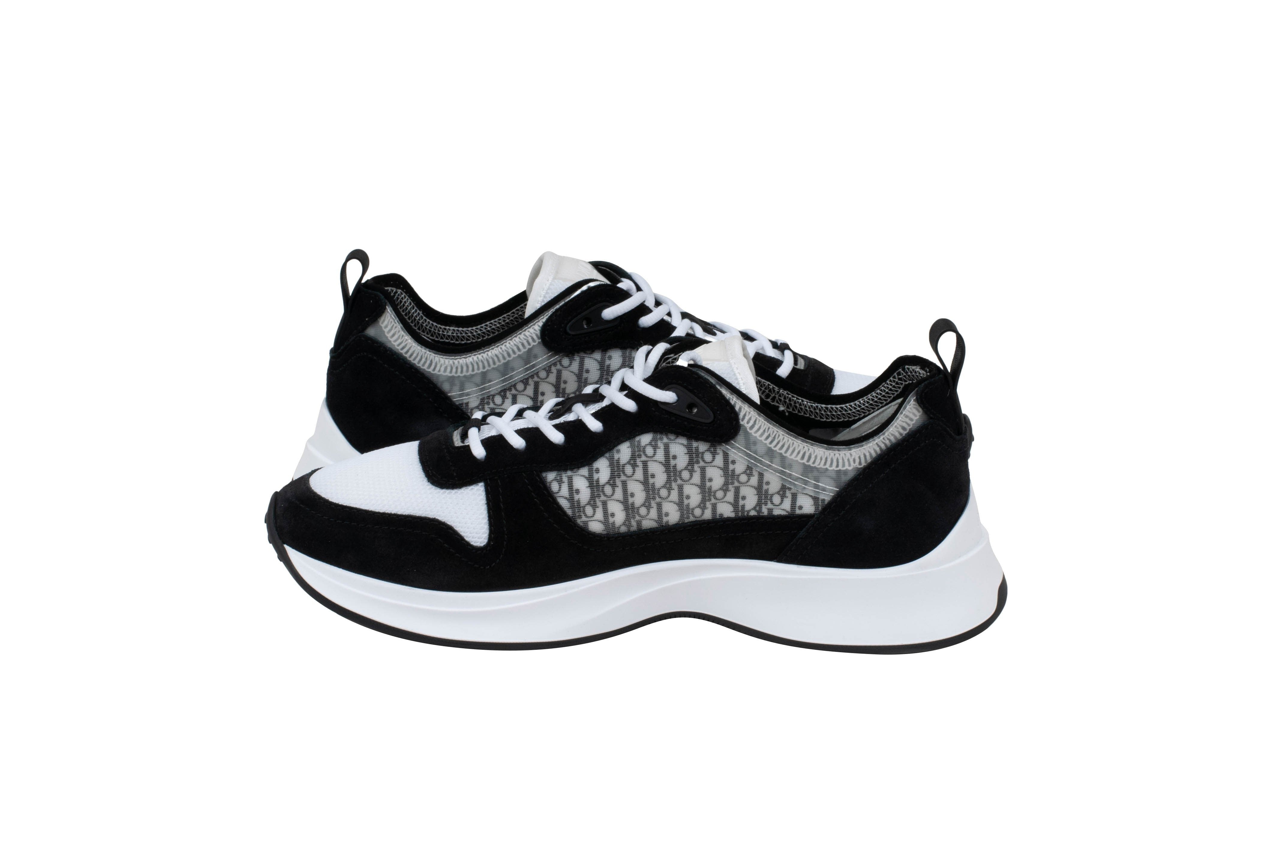 Dior B25ランナースニーカー Dior Men's Homme B25 Runner Black & White Suede/Mesh Oblique