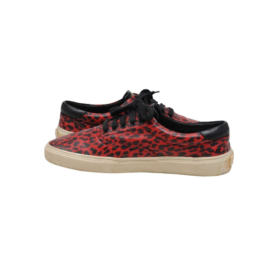 Babycat Skate Sneakers Leopard Red Black Leather Low Top SAINT LAURENT 