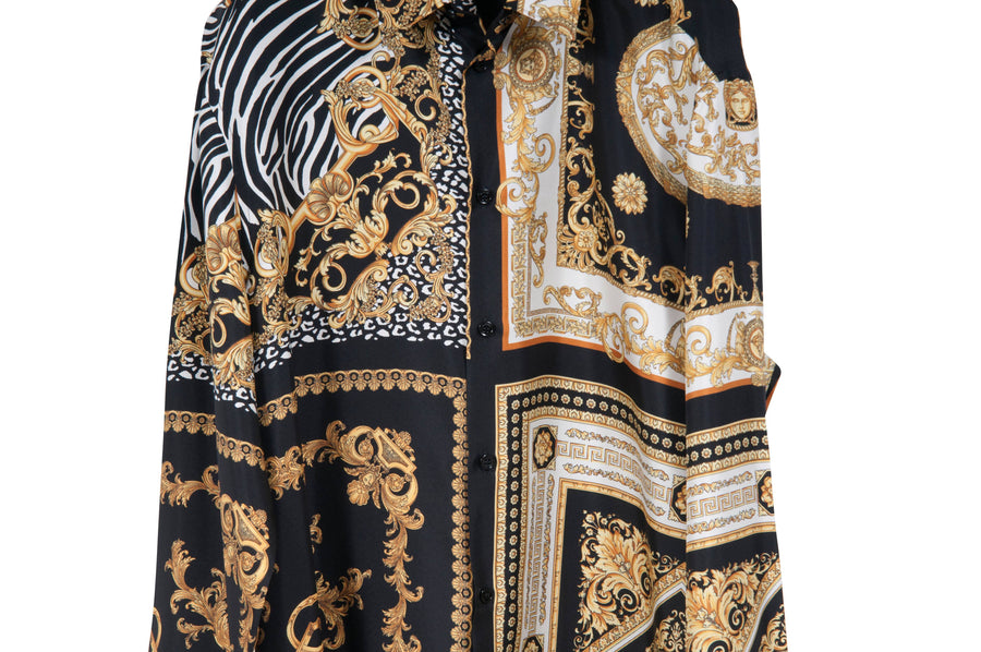 Barocco Printed Silk Shirt Versace 