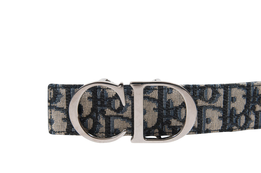 Beige and Black Dior Oblique Jacquard Reversible CD Belt Strap DIOR 