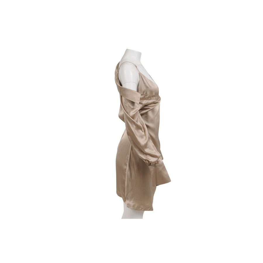 Beige Silk Eliana Asymmetrical Shirt Dress Nicholas 