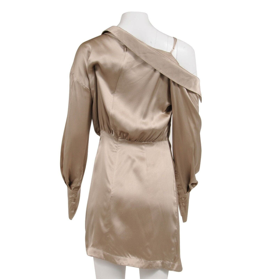 Beige Silk Eliana Asymmetrical Shirt Dress Nicholas 