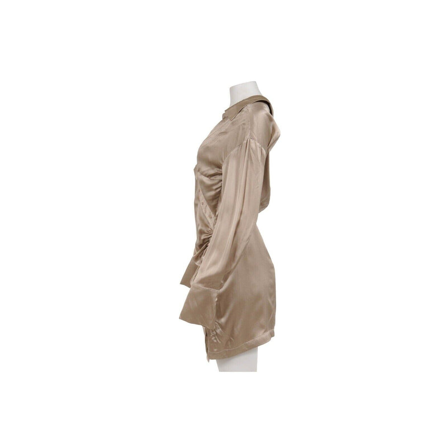 Beige Silk Eliana Asymmetrical Shirt Dress Nicholas 